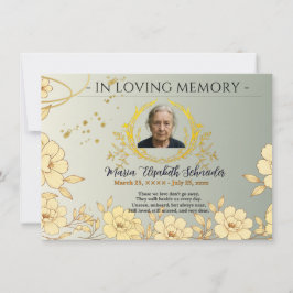 Floral Memorial Card - Sympathy keepsake Tack Kort
