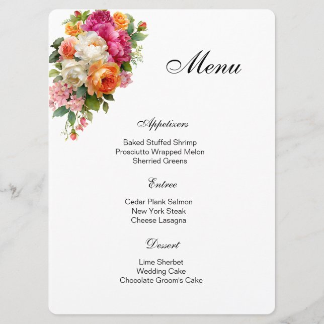 Floral Menu Card Meny (Framsida)