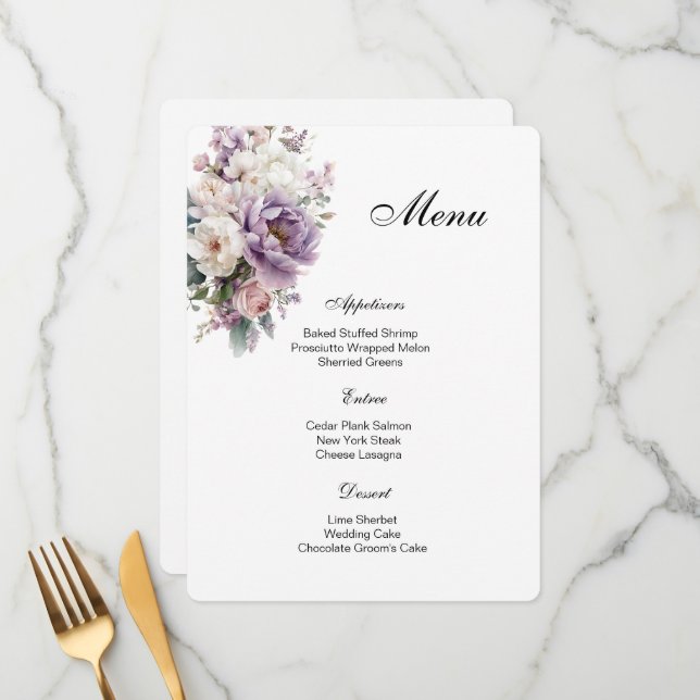 Floral Menu Card Meny (Fram/Back In Situ)