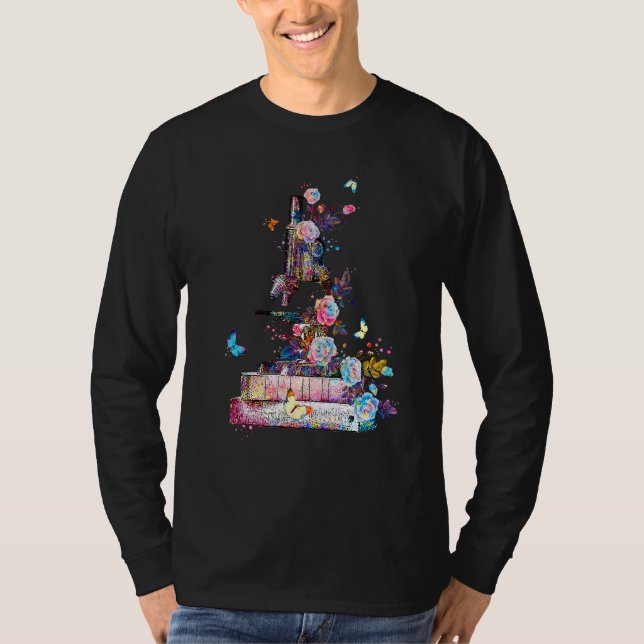 Floral Microscope Medical Laboratory Biology Micro T Shirt (Framsida)