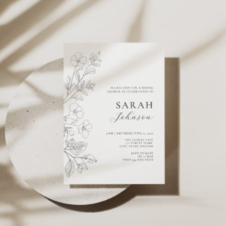 Floral Minimalist Bridal Shower Invitation Inbjudningar