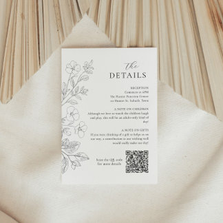 Floral Minimalist Wedding Details Enclosure Card Tilläggskort