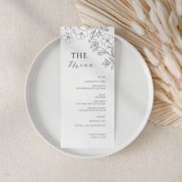Floral Minimalist Wedding Menu Meny