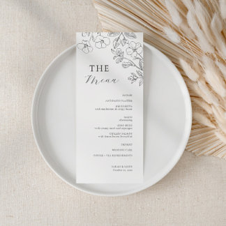 Floral Minimalist Wedding Menu Meny