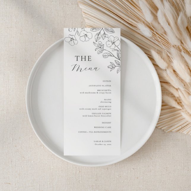 Floral Minimalist Wedding Menu Meny (Skapare uppladdad)