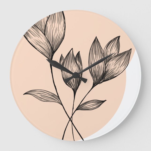 Floral minimalistic  stor klocka (Framsida)