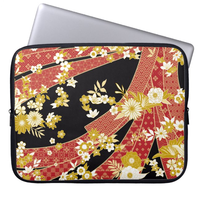 Floral Mix Kimono Pattern Laptop Fodral (Framsidan)