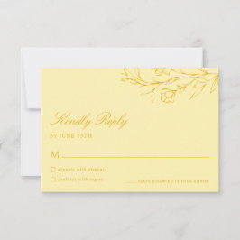 Floral Modern Butter Yellow Wedding RSVP Card OSA Kort