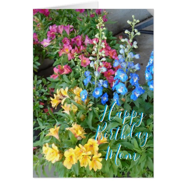  Floral "Mom Birthday" Customizable Card Hälsningskort (Framsidan)