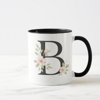 Floral Monogram B Mugg – Elegant Bokstav B med Mju