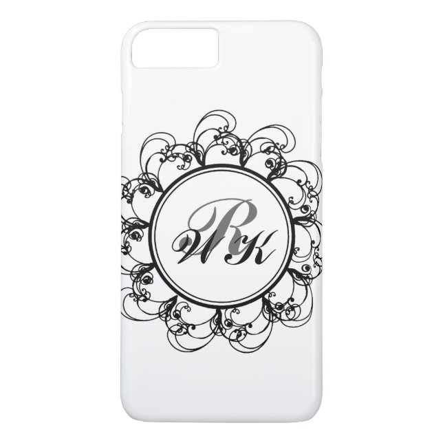 Floral Monogram iPhone 7-fodral i vitt Case-Mate iPhone Skal (Baksida)