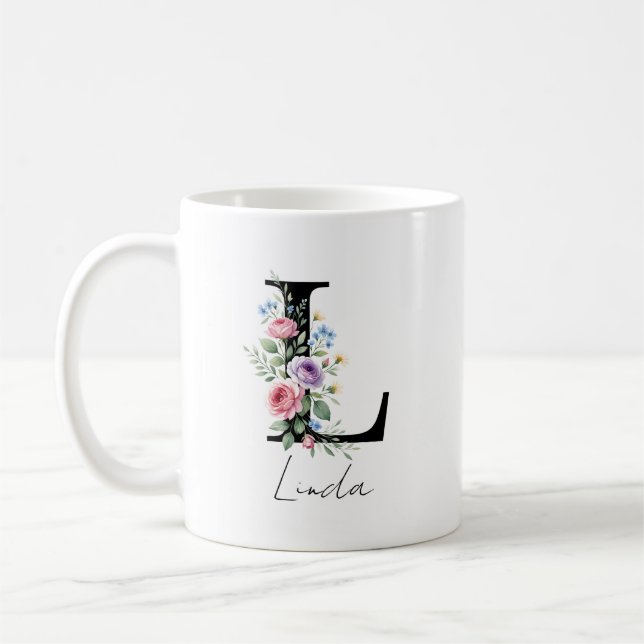  Floral Monogram – Letter L Kaffemugg (Vänster)