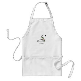 Floral Monogram letter S Retirement Apron Förkläde