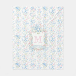 Floral Monogram Personalized Fleece Blanket