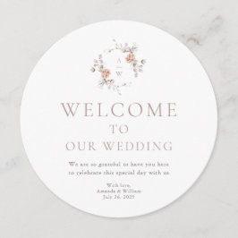 Floral Monogram Round Wedding Menu Meny
