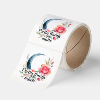 Floral Moon Pretty Things Inside Small Business Runt Klistermärke