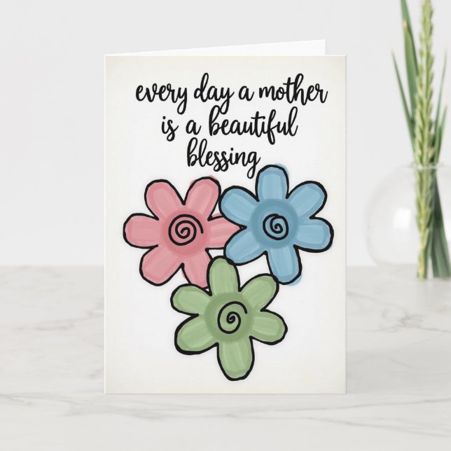 Floral Mothers Day Blessing Card Kort (Framsida)