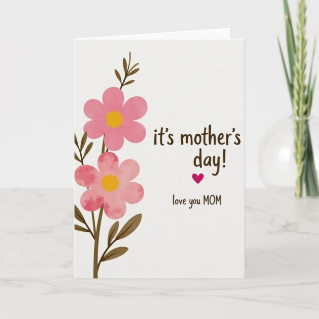 Floral Mothers Day Message Card Kort (Framsida)