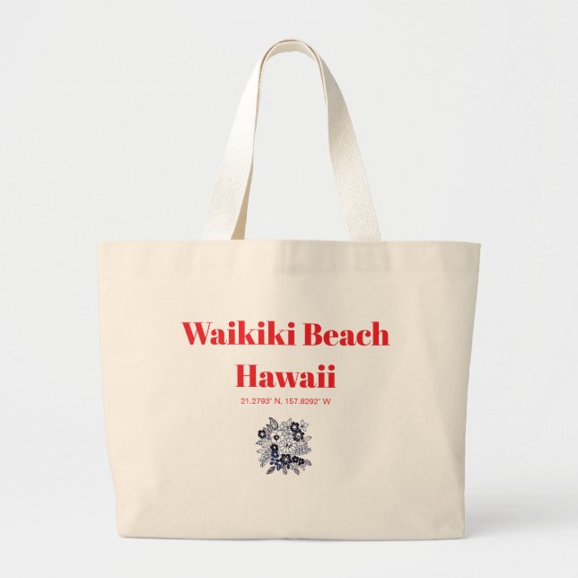 Floral Motif Waikiki Beach Jumbo Tygkasse (Framsidan)