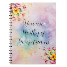 Floral Motivational Notebook | Aesthetic Pastal Anteckningsbok
