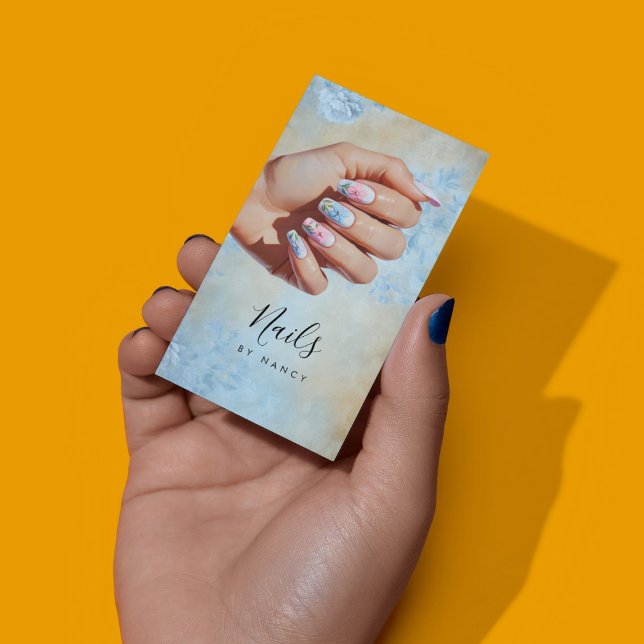 Floral Nail Art Pastel  Visitkort (Skapare uppladdad)