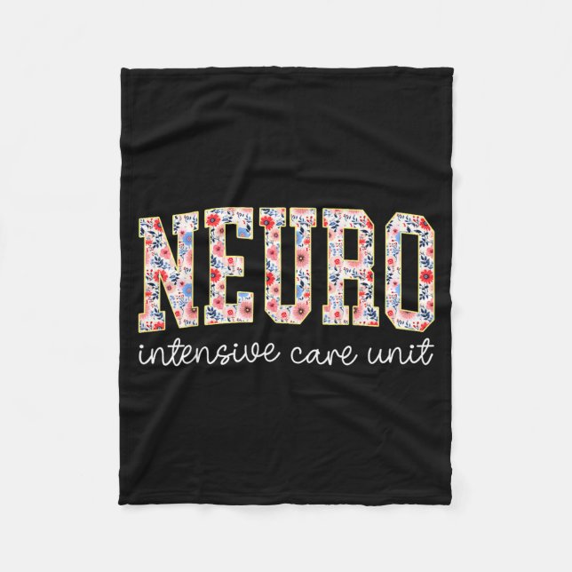 Floral Neuro Icu Nurse Brain Neuroscience Icu Nurs Fleecefilt (Framsidan)