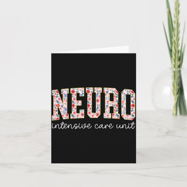 Floral Neuro Icu Nurse Brain Neuroscience Icu Nurs Kort (Framsida)