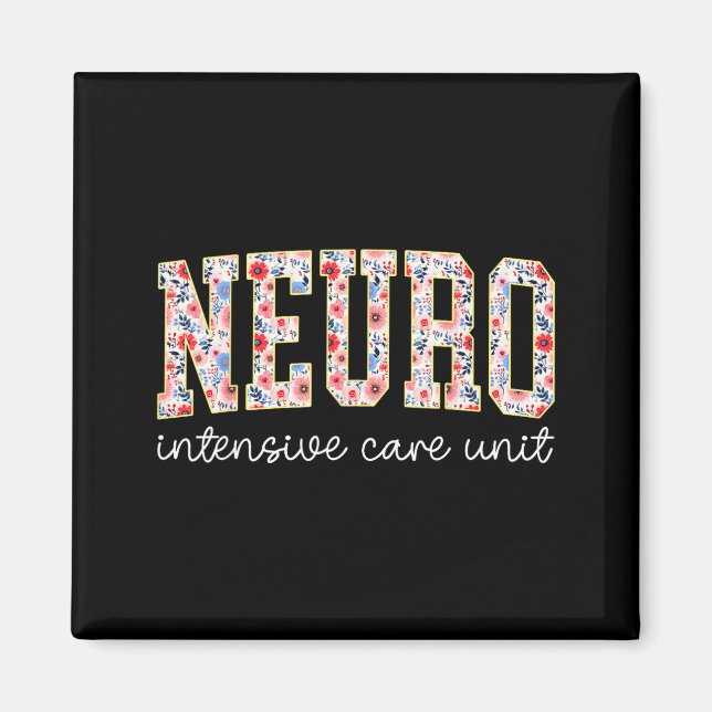 Floral Neuro Icu Nurse Brain Neuroscience Icu Nurs Magnet (Framsidan)