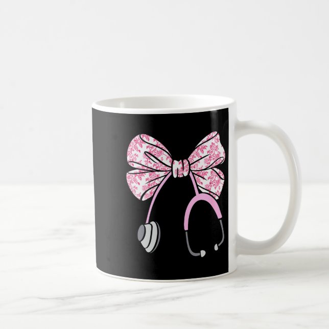 Floral Nk Coquette Bow Rn Nurse Stethoscope Nursin Kaffemugg (Höger)