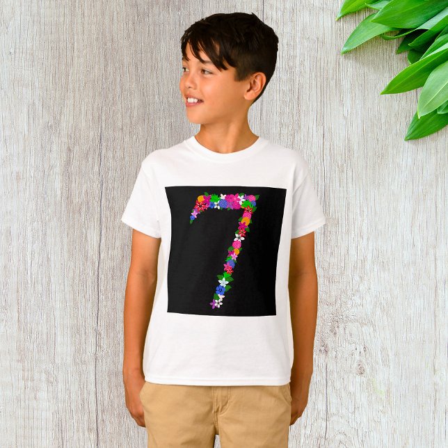 Floral Number Seven Botanical Flower Design T Shirt (Skapare uppladdad)
