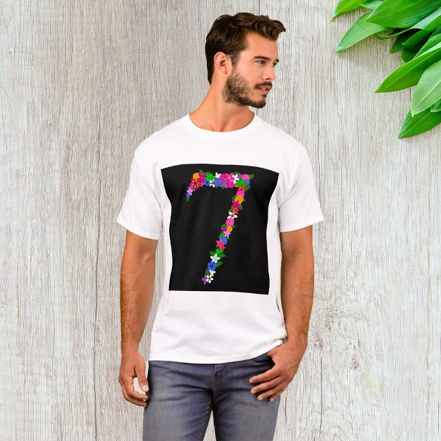 Floral Number Seven Botanical Flower Design T Shirt (Skapare uppladdad)