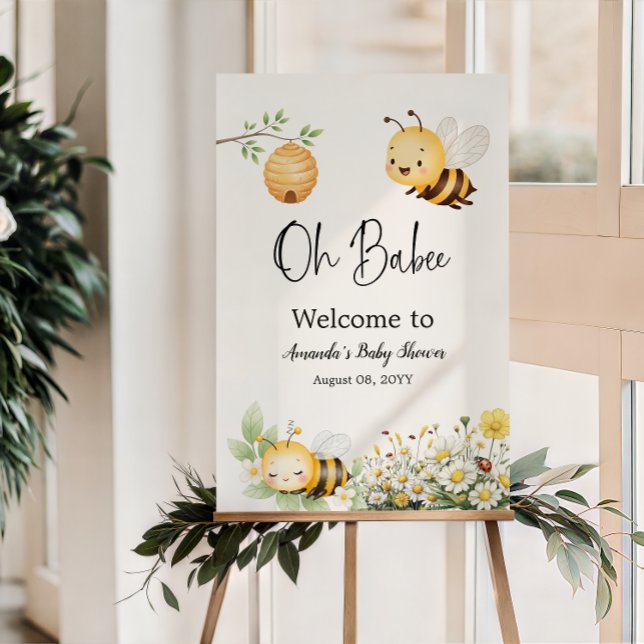 Floral Oh Babee Honey Bee Baby Shower Welcome Poster (Skapare uppladdad)