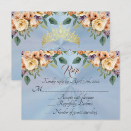 Floral on Pastel Blue Quinceanera RSVP OSA Kort