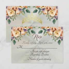 Floral on Pastel Sage Quinceanera RSVP OSA Kort