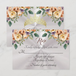 Floral on White Pearl Quinceanera RSVP OSA Kort