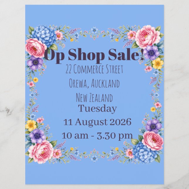 Floral Op Shop Flyer (Framsidan)