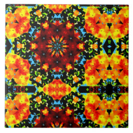 Floral Orange Kakelplatta