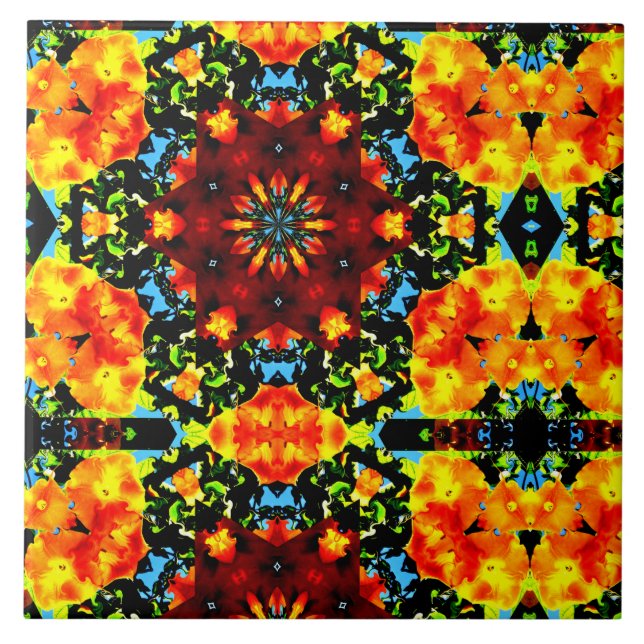 Floral Orange Kakelplatta (Framsidan)