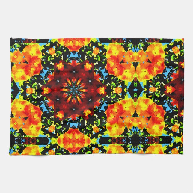 Floral Orange Kökshandduk (Horisontell)