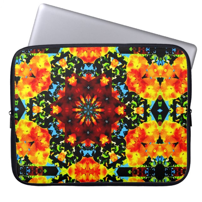 Floral Orange Laptop Fodral (Framsidan)
