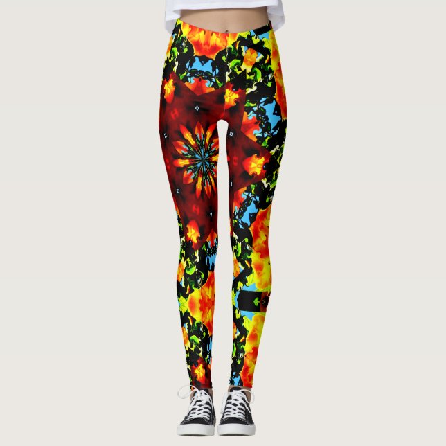 Floral Orange Leggings (Framsida)