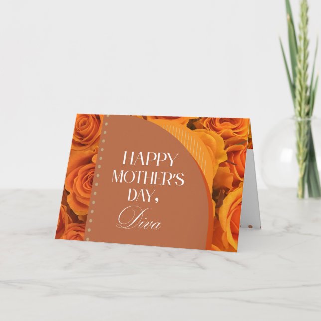 Floral Orange Yellow Mother's Day Diva Card Tack Kort (Framsida)