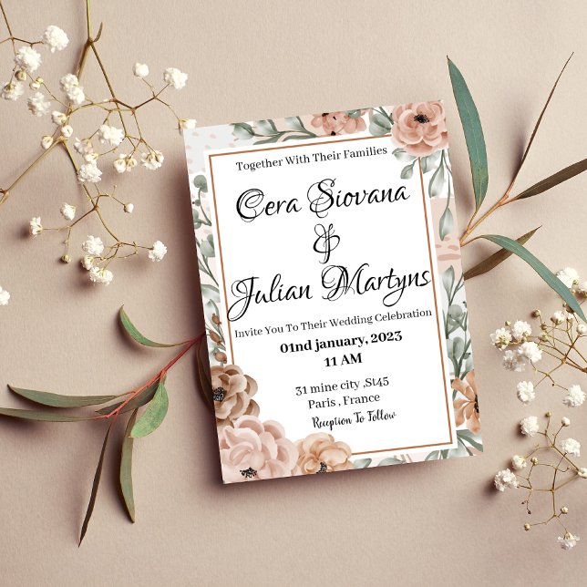 Floral orchid frame wedding invitation inbjudningar (Skapare uppladdad)
