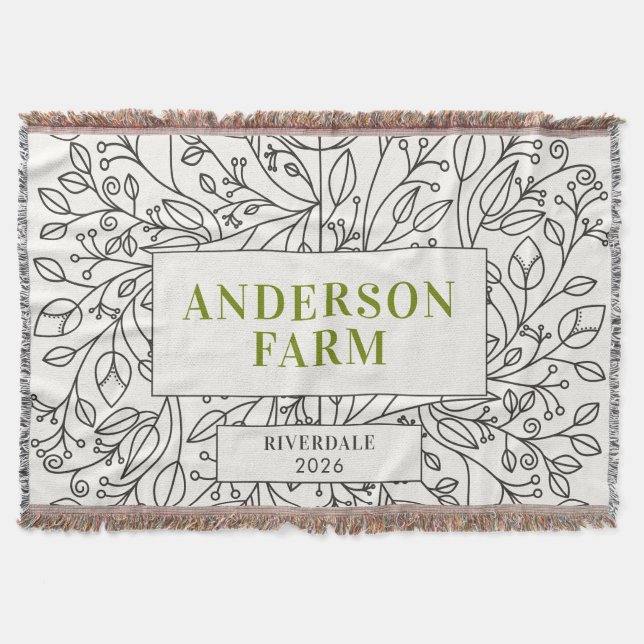 Floral Ornament Family Name, Black and White Filt (Framsidan)