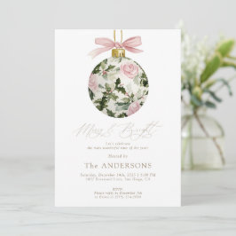 Floral Ornament Merry & Bright Christmas Party Inbjudningar