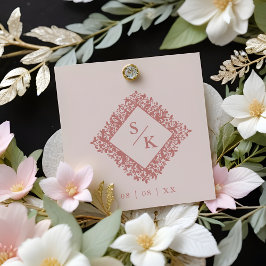 Floral Ornate Frame Diamond Shape Wedding Initials Stämpel