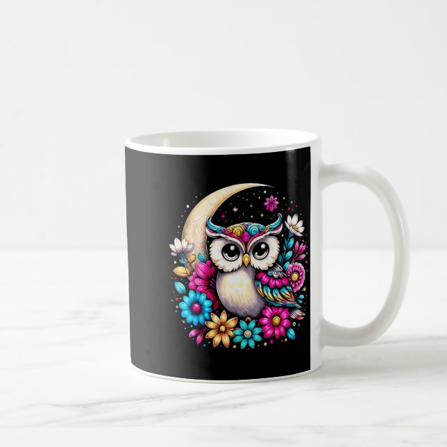 Floral Owl And Moon  Kaffemugg (Höger)