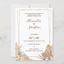 Floral Pampa Grass Wedding Invitation Inbjudningar
