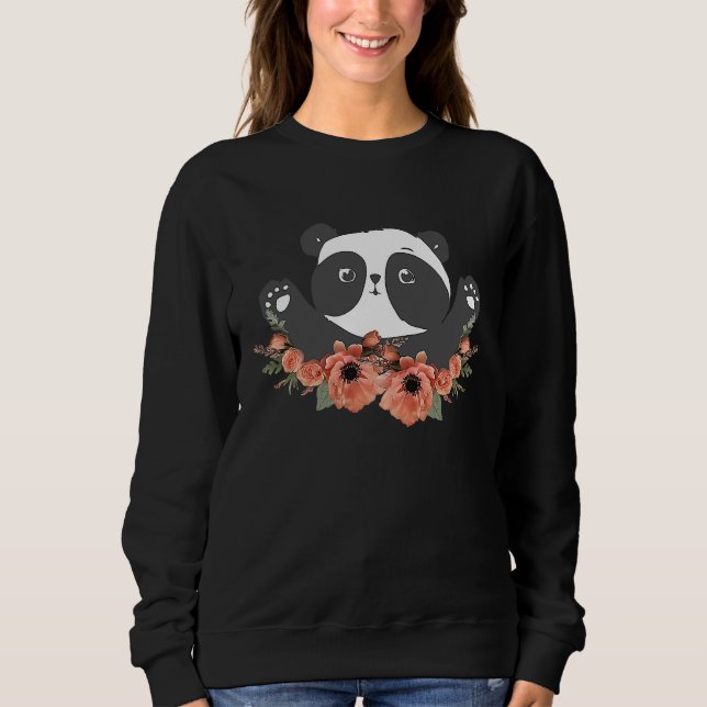 Floral Panda Lover, Zoo Animal Lovers, Funny Bear  T Shirt (Framsida)