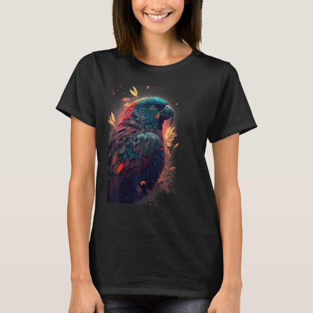 Floral Parrot Colourful Scarlet Macaw parrot bird  T Shirt (Framsida)